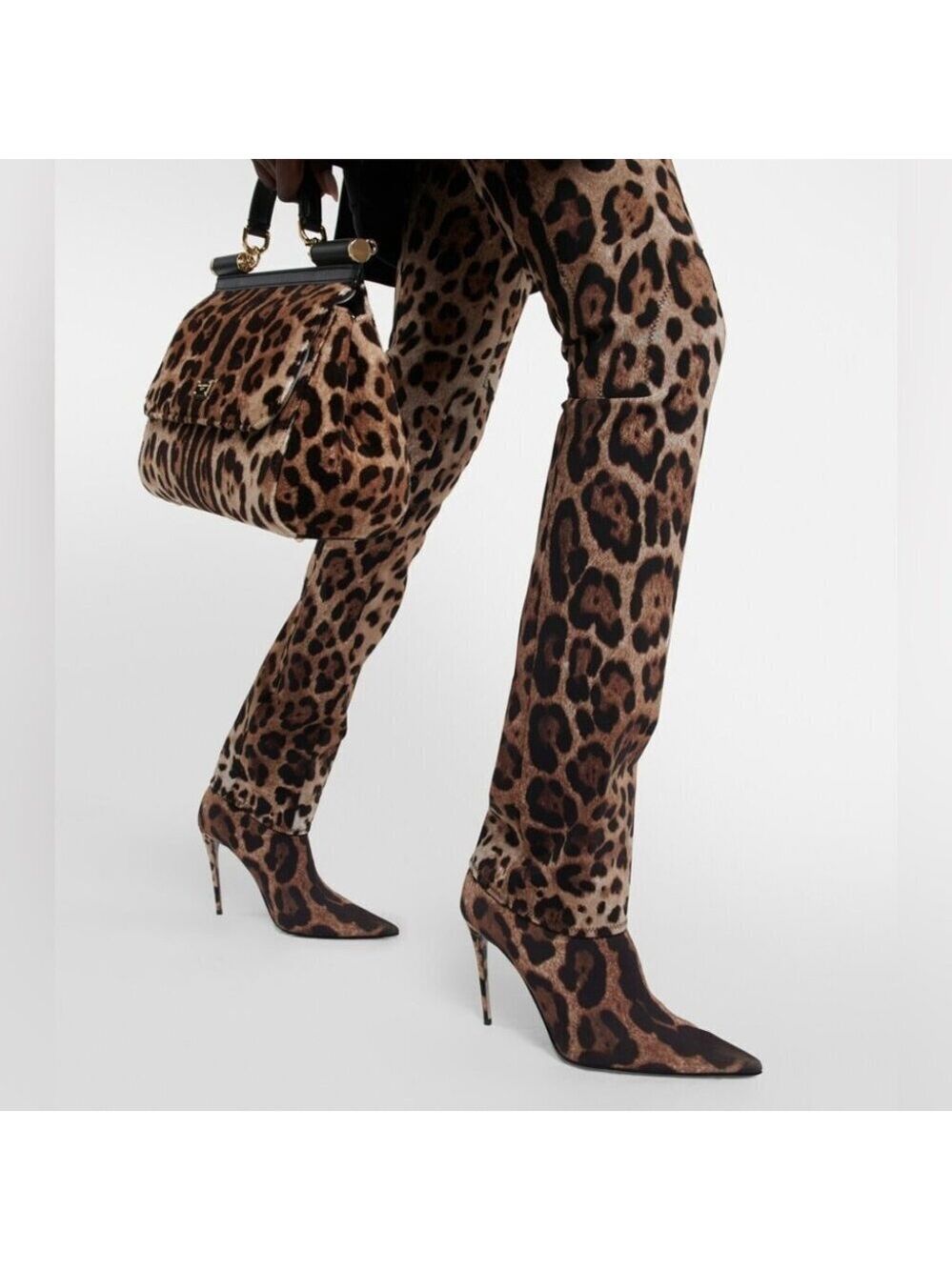 New Dolce & Gabbana X Kim Leopard Printed Ankle Boots size 37 - Picture 2 of 12